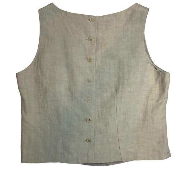 Ann Freedberg Mona Blouse Size MED Linen Silk Blend Sleeveless Shell Tank - Picture 2 of 6